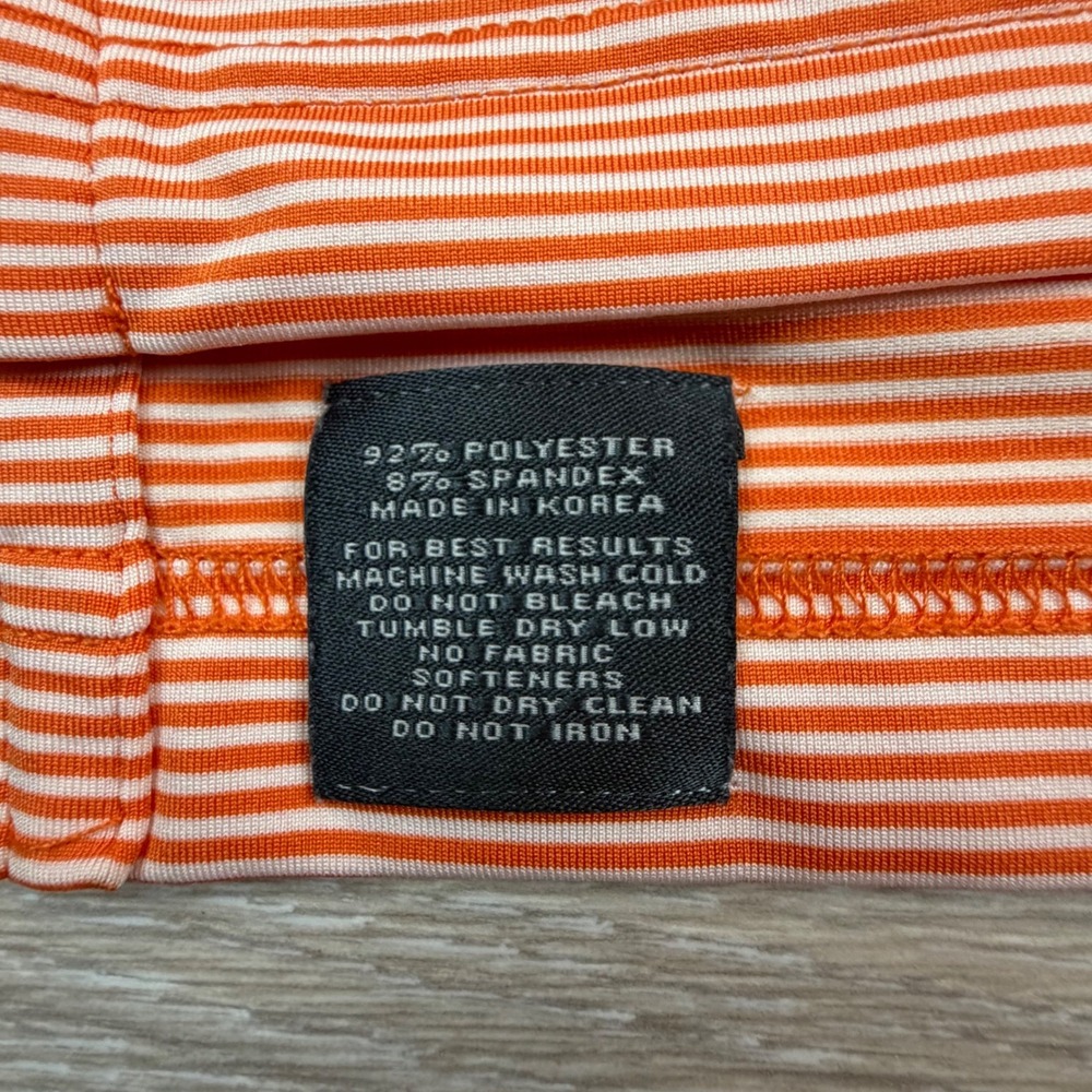 Turtleson Mens XL Orange White Stripe Golf Polo Shirt Bonita National - Picture 5 of 8